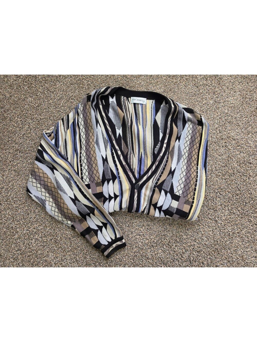 St. Croix Geometric Cardigan L | 90s V-Neck